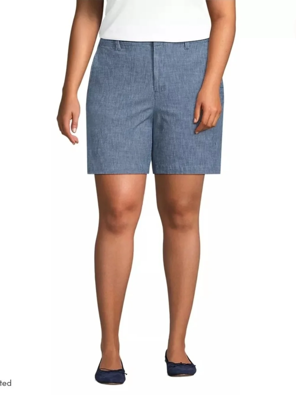 Lands' End Women's Chambray Bermuda Shorts - Light Blue - Size 12 - Picture 2 of 10